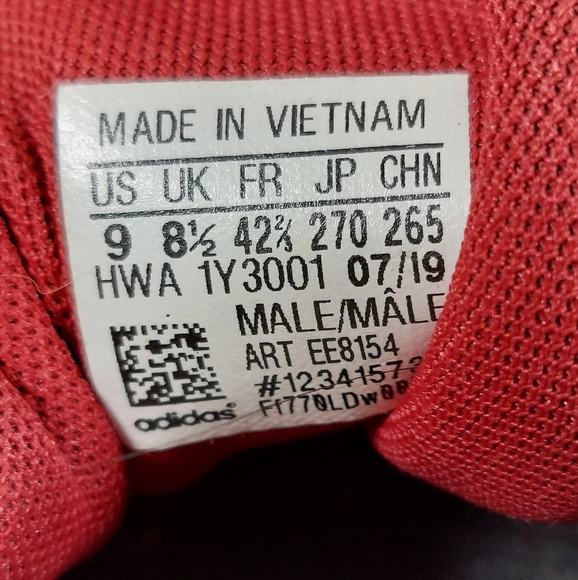 MENS ADIDAS RUNFALCON MAROON BRICK RED SIZE 9 #EE8154 - Picture 6 of 7